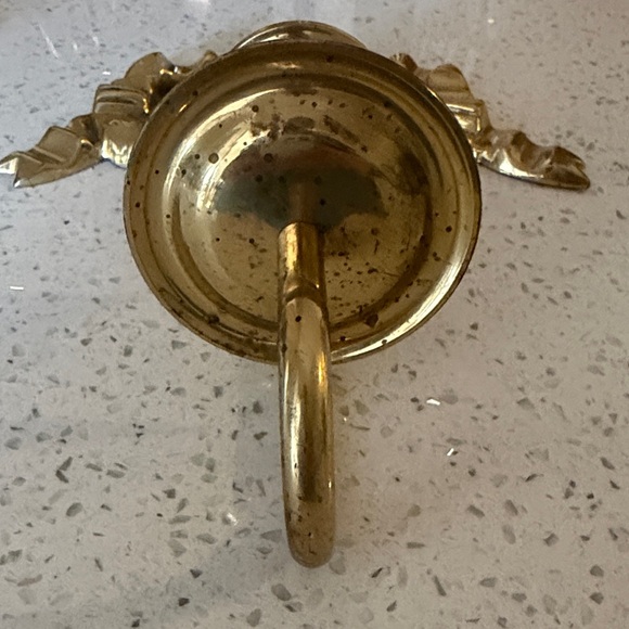 Vintage Solid Brass Bow Wall Sconce Taper Candle Holder Regency Style - Picture 6 of 6